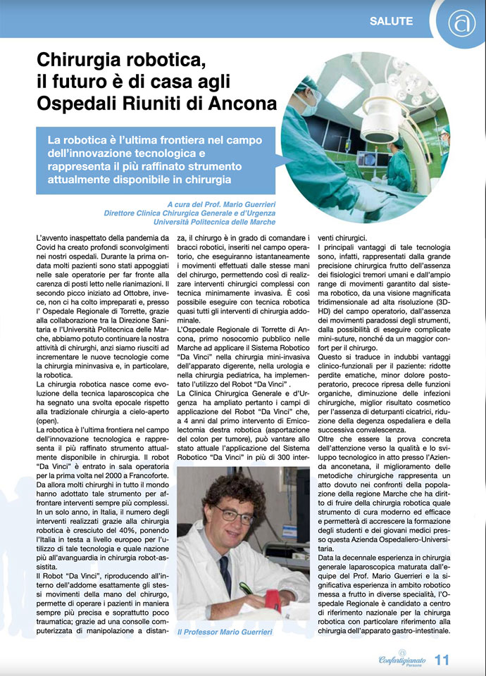 Chirurgia Robotic, il futuro è di casa agli Ospedali Riuniti di Ancona